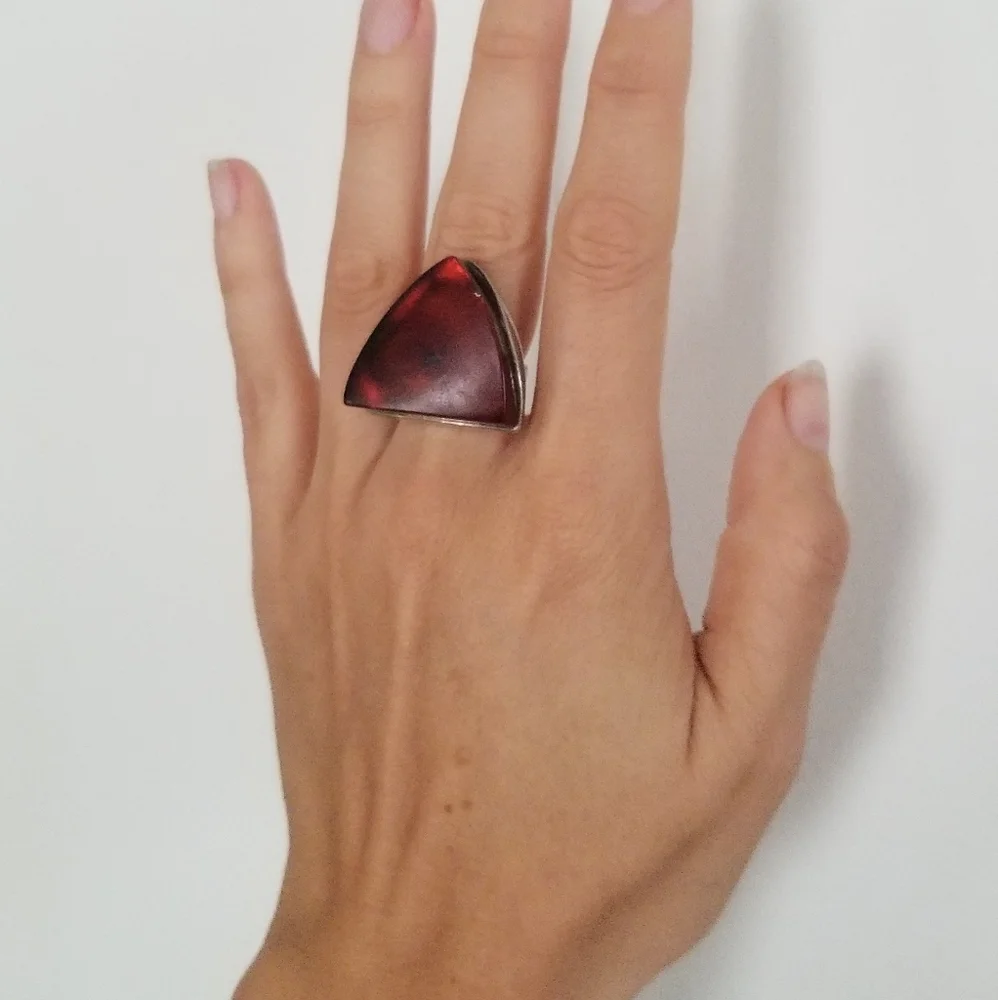 Rare Baltic Amber Modernist Ring - Picture 7 of 7